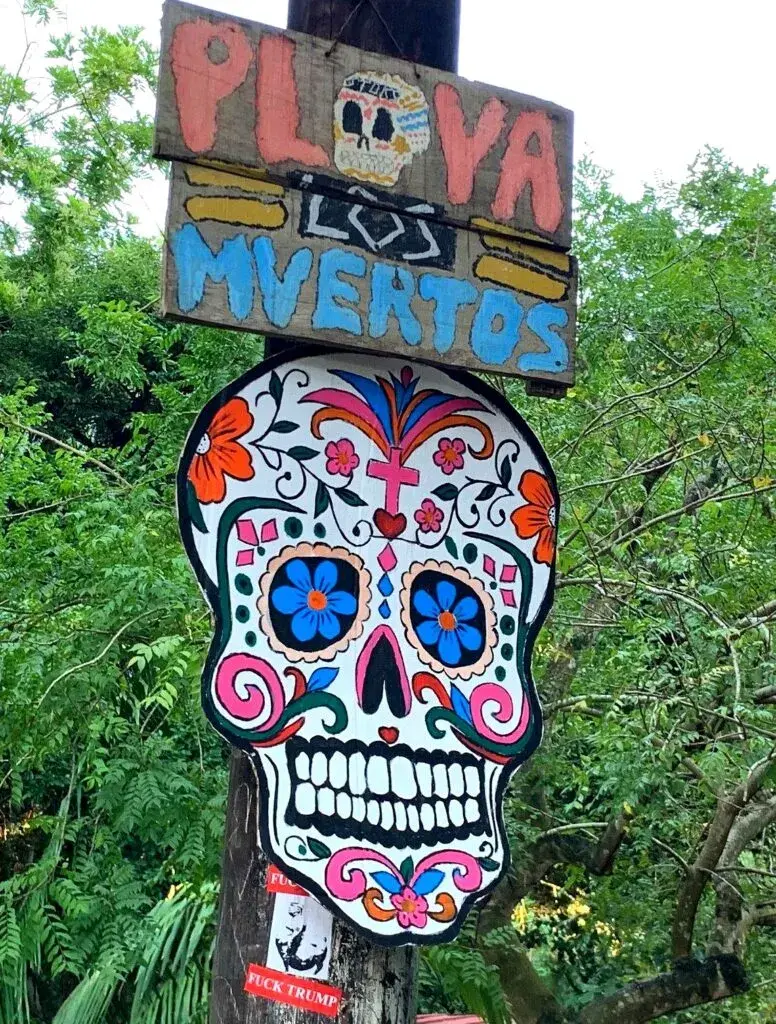 Colorful Playa Los Muertos sign with sugar skull art in Nayarit, Mexico – Amari