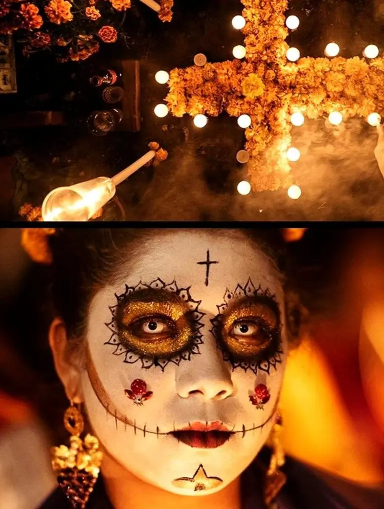 Candles and marigolds glow beside the waves as families honor loved ones — Día de los Muertos across Mexico’s Riviera Coast.