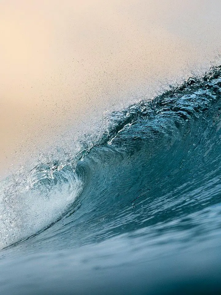 A clean, well-shaped shoulder pitches into a smooth curling wave—the kind of glassy morning swell surfers love for fast lines and smooth carving turns.