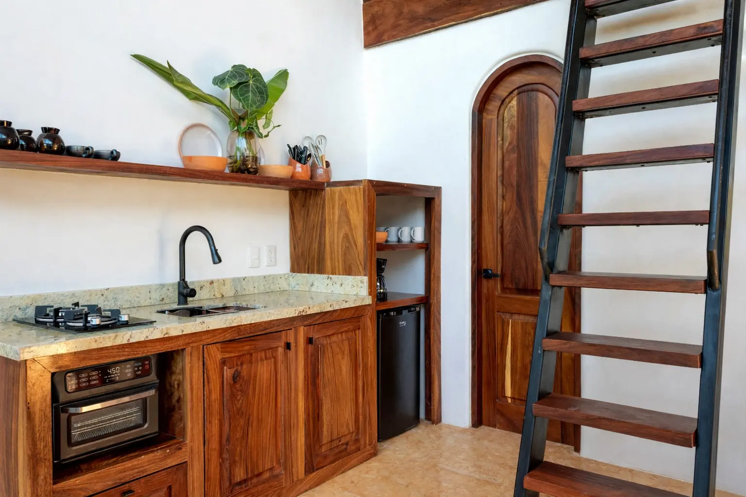 Easy Living Nook with Natural Wood Details in the Palapa Penthouse