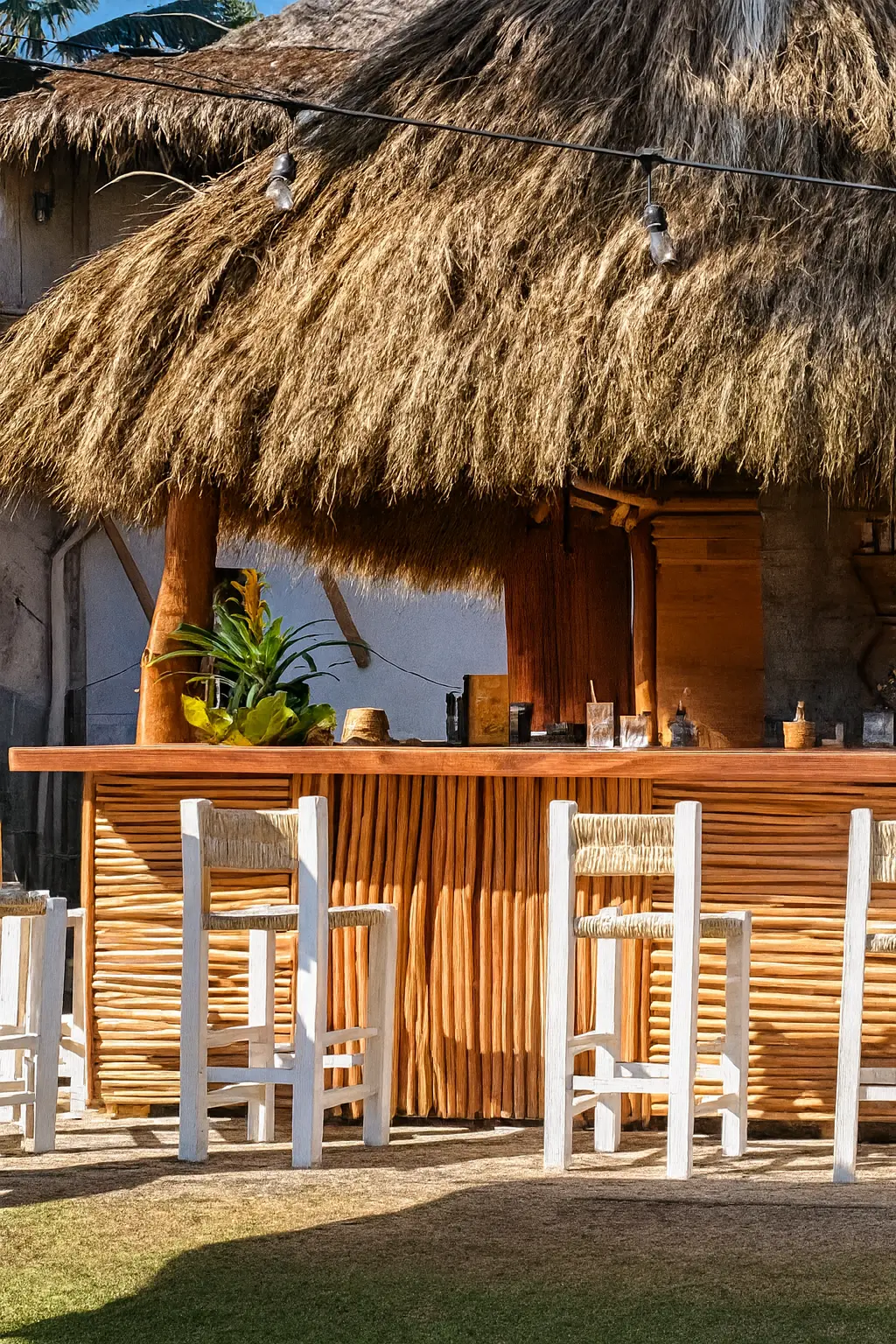 Un pequeño bar al aire libre ofrece encuentros tranquilos a la sombra, con bebidas relajadas y buena charla.