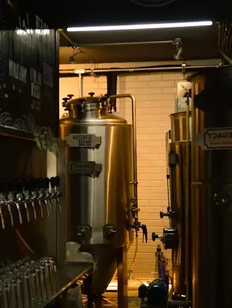 Stainless brewing tanks in a small production space, showcasing Mexico’s craft beer scene and fresh, locally brewed flavor.