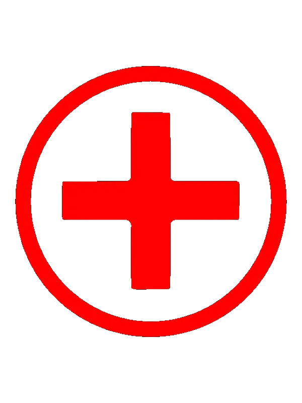 Red medical cross symbol on a dark background, representing emergency first aid awareness, preparedness, and calm response in outdoor situations.