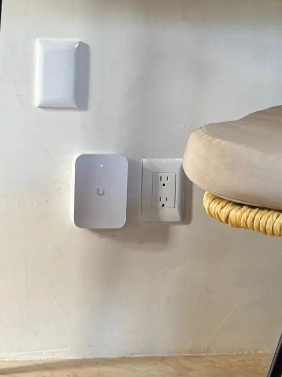 In-wall access point delivering strong in- room WiFi for streaming and video calls, ideal for travelers exploring Punta Mita and the surrounding coast.