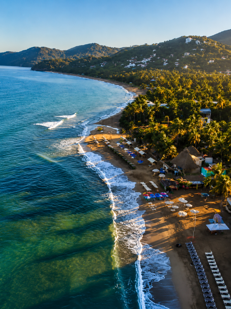 Whitewashed multi-level boutique villa framed by palms in Sayulita, Nayarit