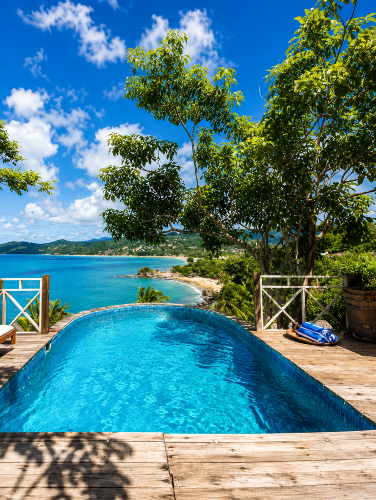 Boutique hotel pool surrounded by tropical jungle above Sayulita, Nayarit